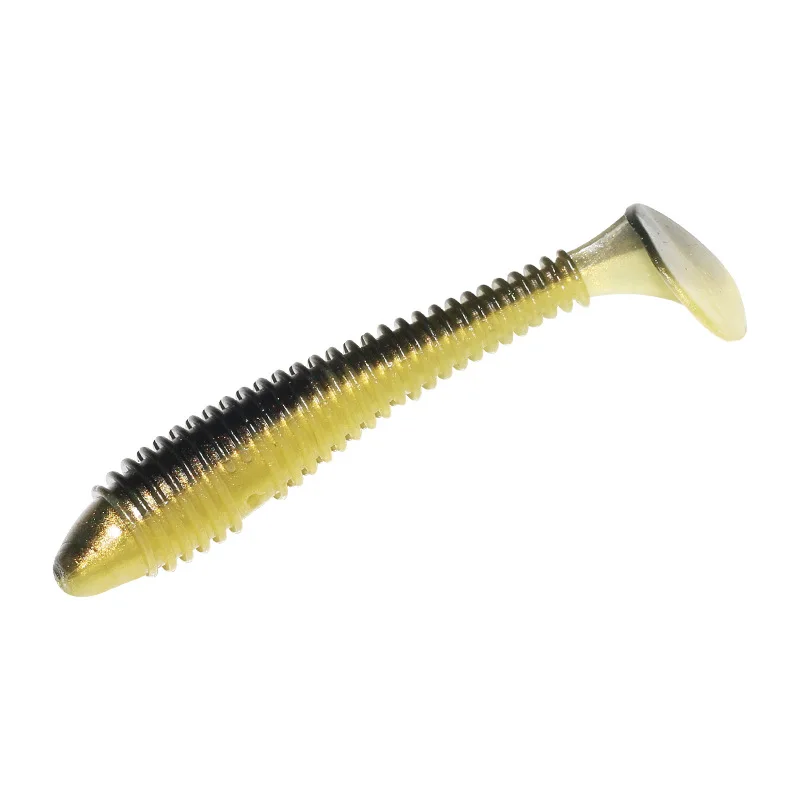 Topline High Quality PVC Artificial Fishing Lure Wholesale 6/7/8cm Screw T-Tail Dual Color Flash Swim Baits River Lake Fishing