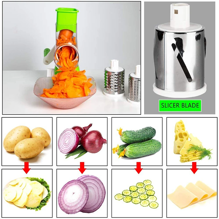 Home and kitchen For Fruit & Vegetable Tools Food Drum Cutter Manual Hand Blender Machine Vegetable Chopper Rotary Cheese Grater
