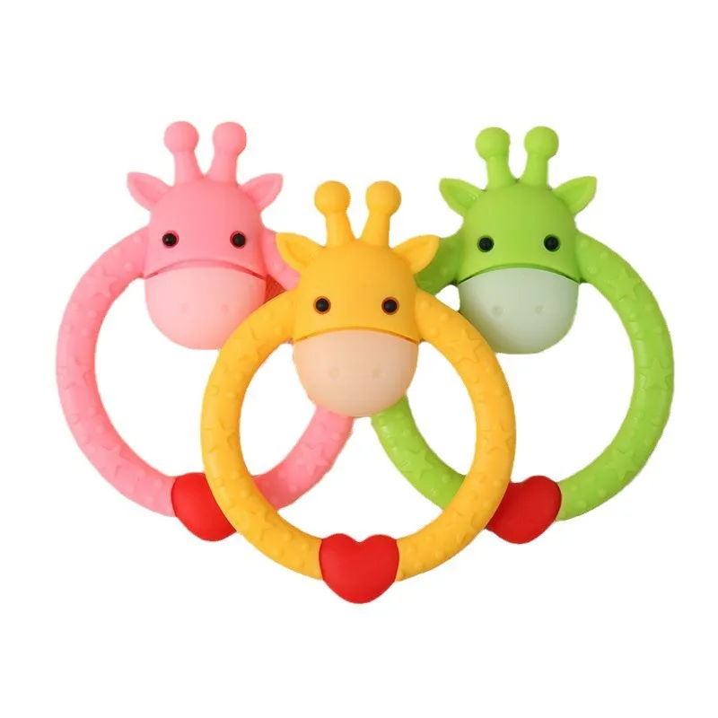 100% Food Grade Silicone Food Grade Baby Silicone Teether  Decompression Bubble Happy Toy Bite Happy Circular Deer Cartoon Toy