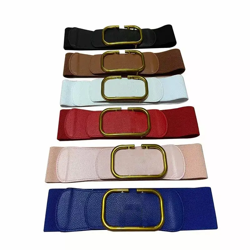 Ladies Luxury pearl buckles brand designer Stretch Waist Women Elastic Belt