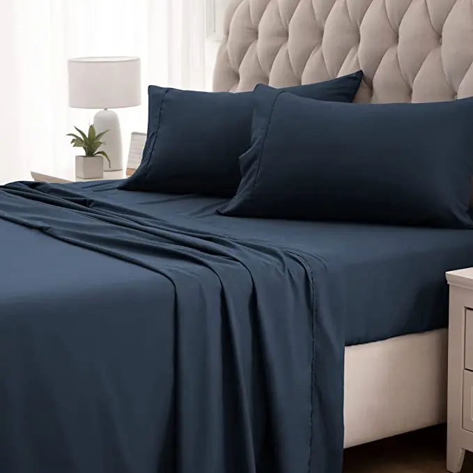 Wholesale cheap price super soft fade resistant wrinkle free 4 piece cooling queen size bed sheets set