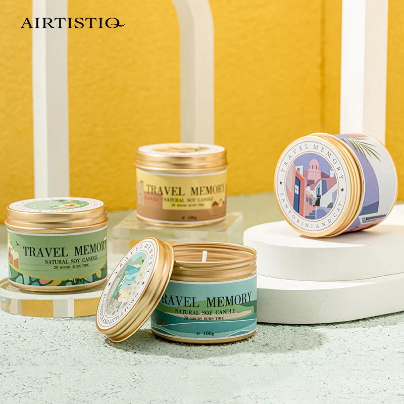 Home Fragrance Can 100g Soy Wax Scented Candles Parties Thanksgiving Aromatherapy Massage Tinplate Aluminum Candle Sticks CN;JIA