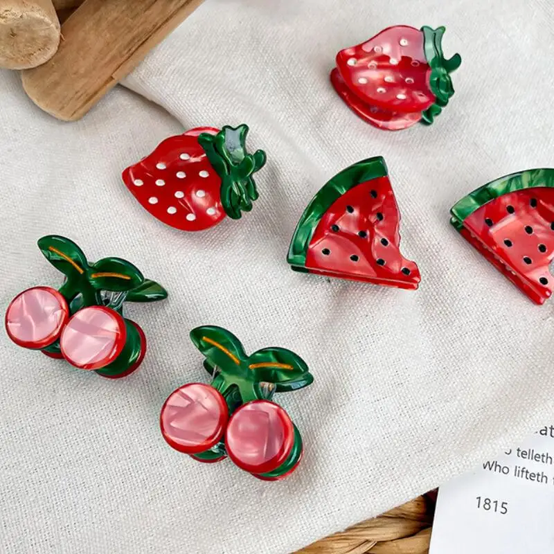 2024 New Mini Cute Vegetable Sweet Cabbage Pepper Pumpkin Girl Cellulose Acetate Claw Hair Clips