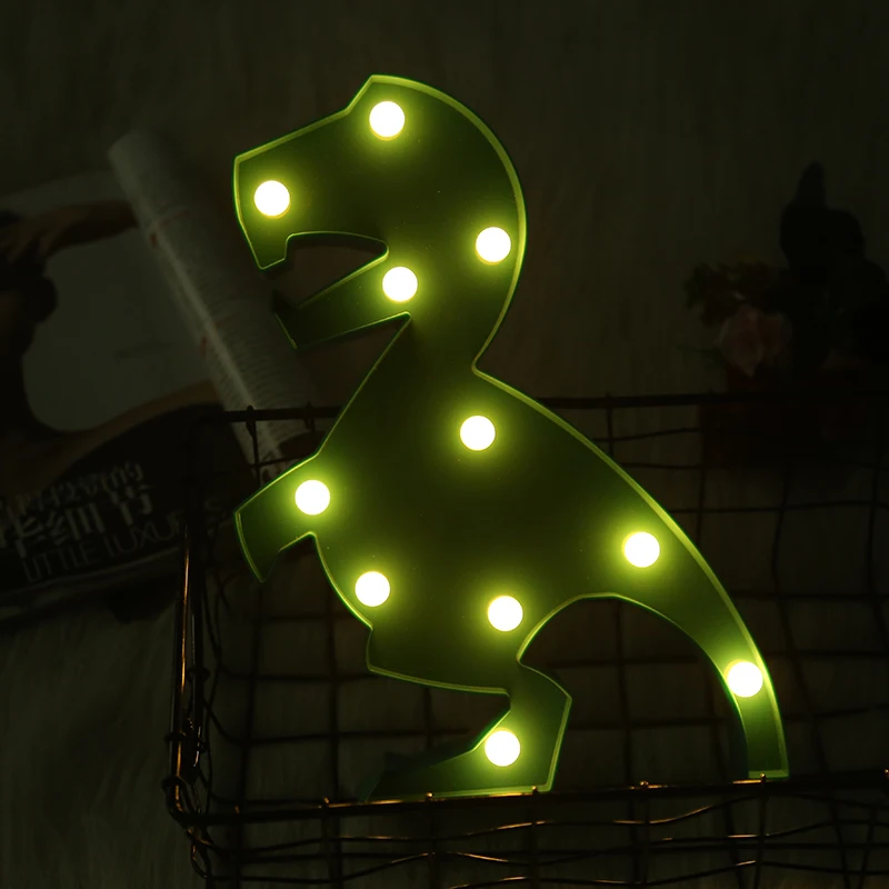 Cool Dinosaur Shaped Wall Stand Decor Led Marquee Sign for Boys Kid Gift Night Lamp Indoor Birthday Wedding Party Decoration