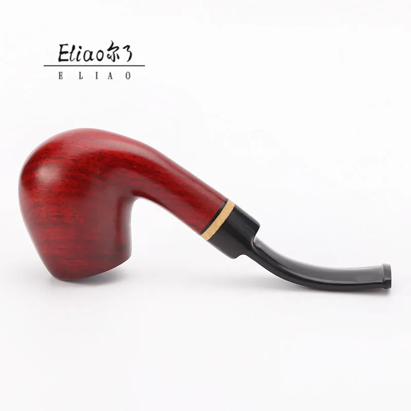 Erliao Classic Red Sandalwood Pipe Tobacco Smoking Add Circle Wood Grain High quality Smoking Pipe