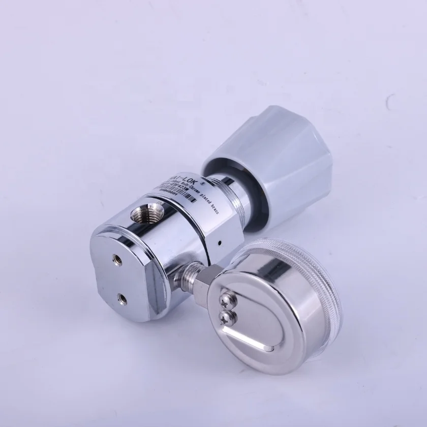 NAI-LOK Gas Laboratory High Pressure 3500psi 1/4' FNPT Hydrogen Gas Cylinder Pressure Regulator With Two Gauges