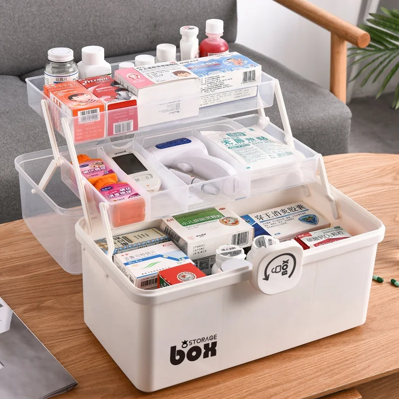MultiFunctional Large Capacity Pill Case Plastic First Aid Kit Container Family Emergency Medicine Storage Organizer With Handle