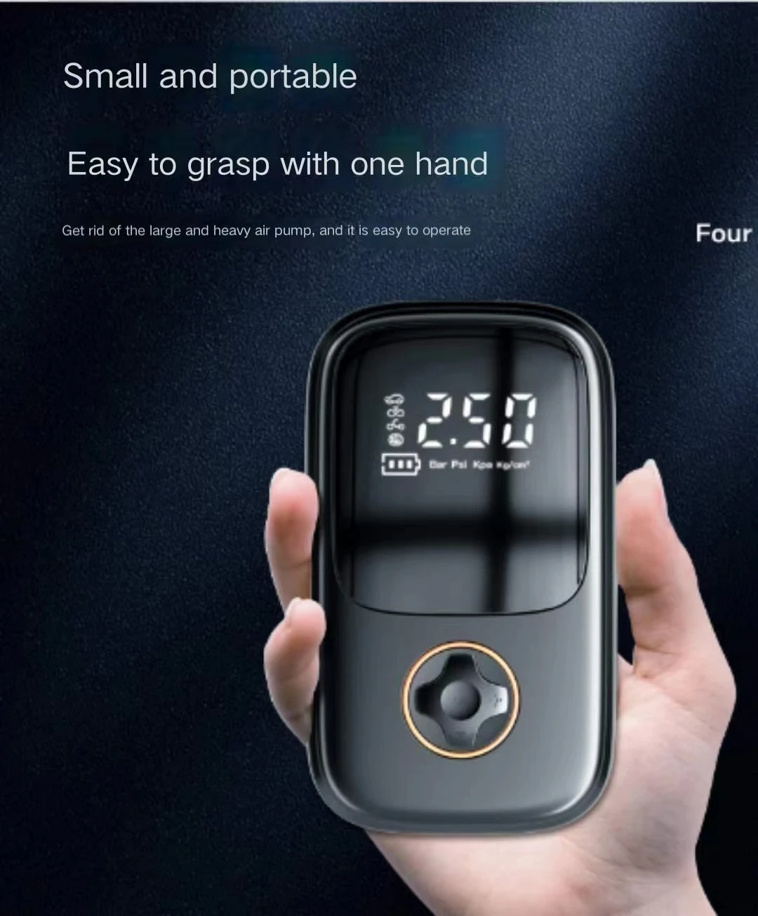 12 V For Bikes Bicycle with Emergency Light 2024 New Portable Electric Digital 150PSI Bicycle Tire Inflator Electric Air Pump