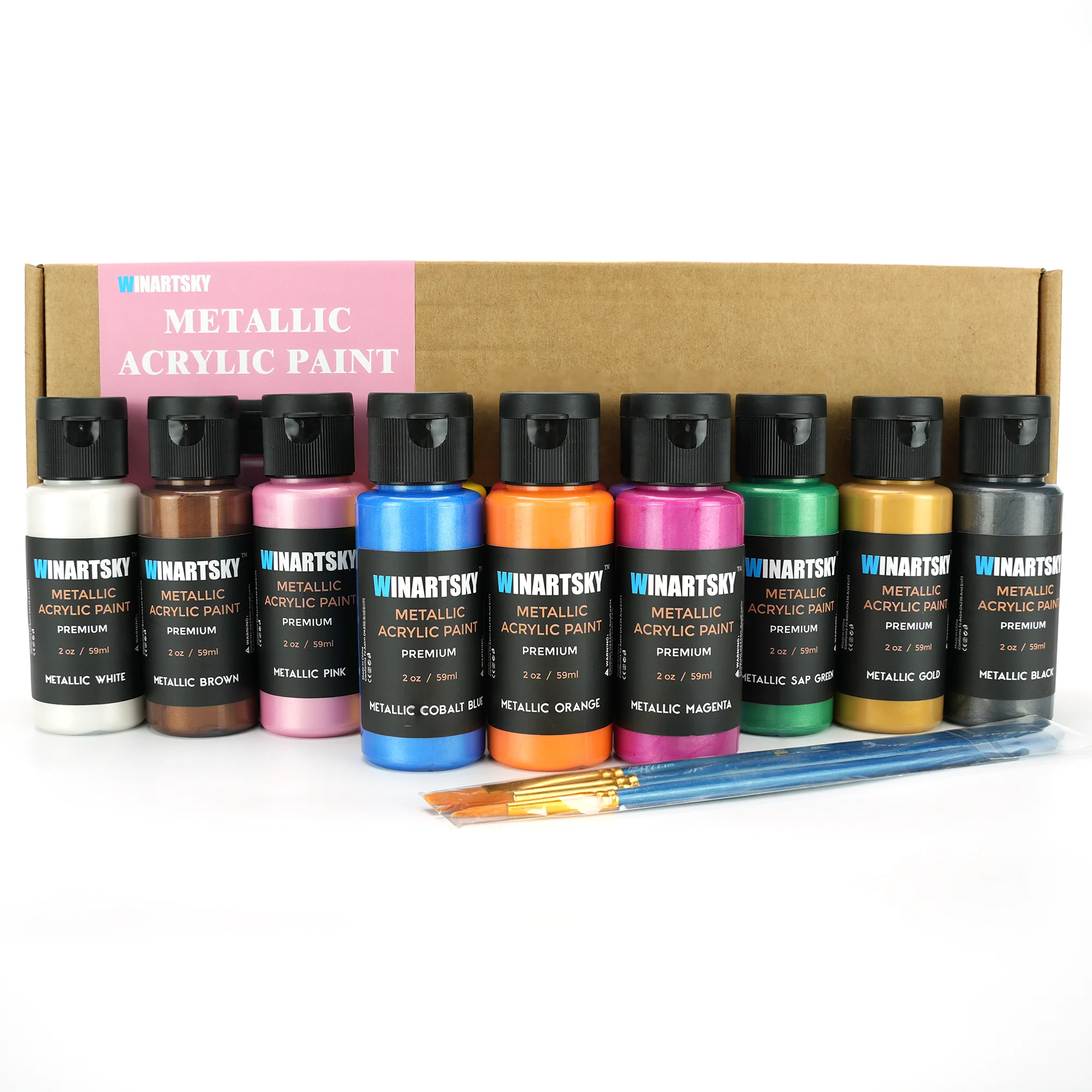 12 Colors 60ml Metallic Acrylic Paint Set