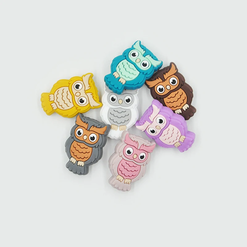 Hot Selling Animal Owl  Chewable Bead DIY Pacifier Chains Accessories Free Baby Silicone Focal Beads