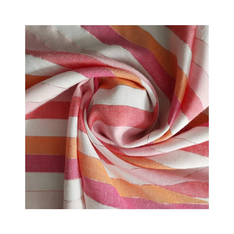 Chiness fabric supplier rainbow rayon yarn dye with rose gold-plated lurex for garment