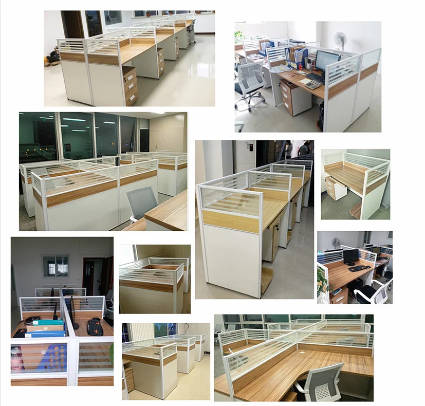 Call Centre Cubicle Aluminum Frame Modular 2 Seater Workstation With 3 Drawer Pedestal