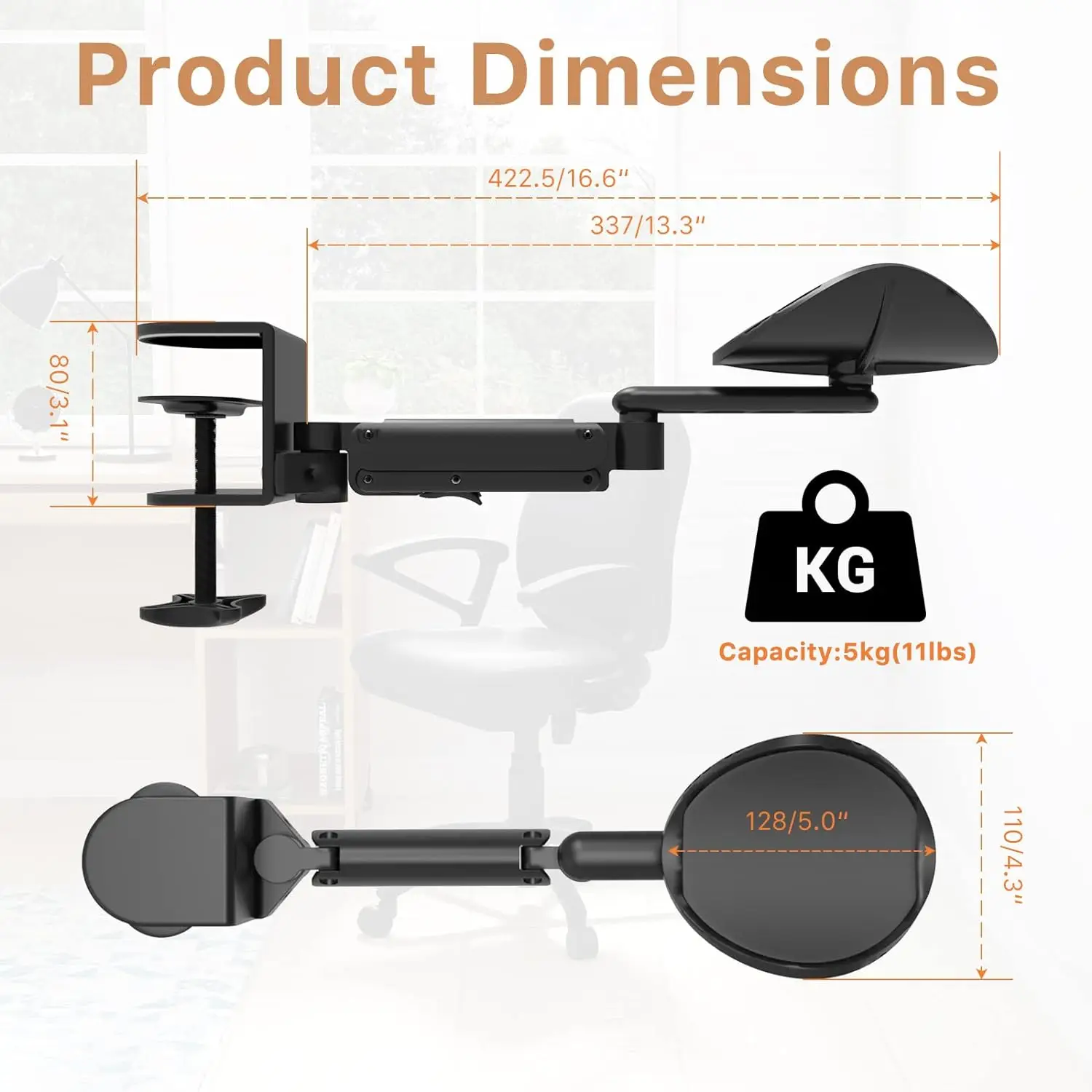 Height adjustment 360 rotation aluminum structure sturdy Computer arm rest