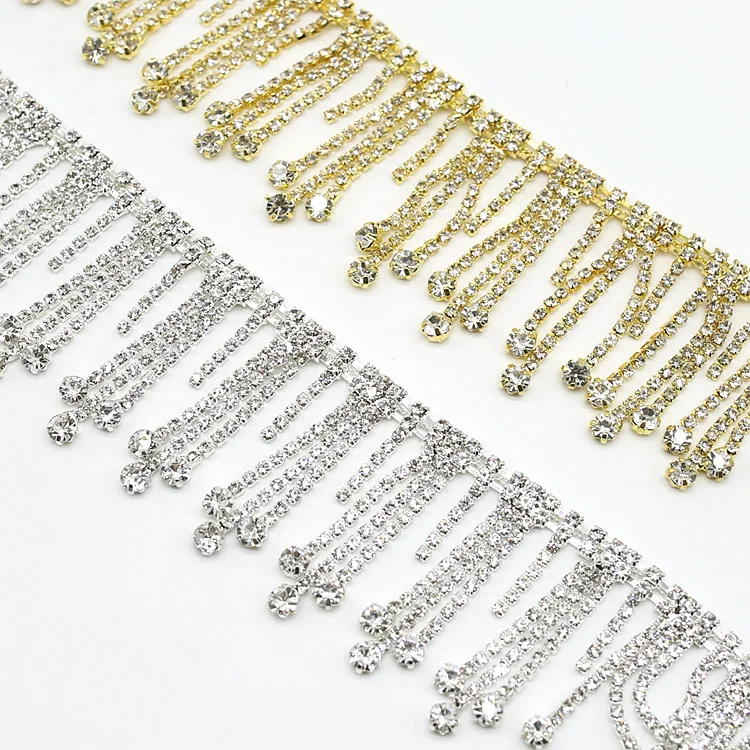 Bling Tassel Rhinestone Chain Trims for Bridal Wedding Dress Belt Decoration