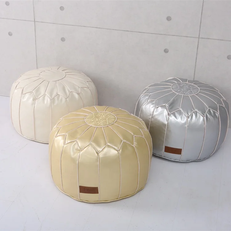 Factory Directly OEM Leather Fabric Bean Bag Moroccan Pouf