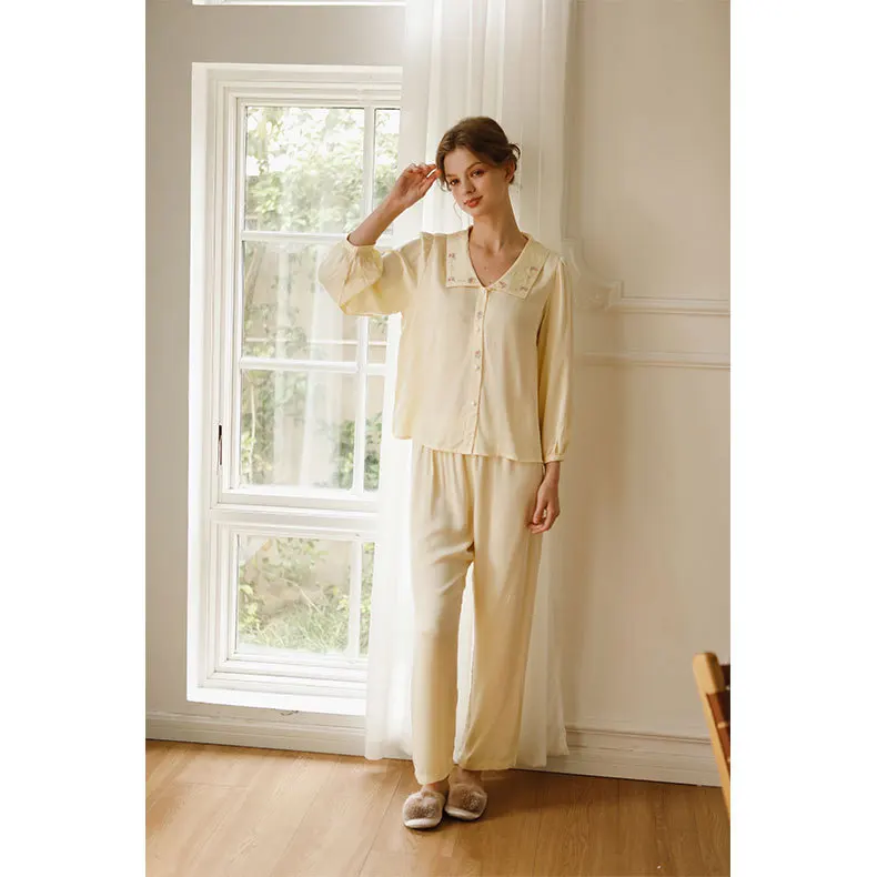Wholesale Silklike Viscose Pajama Dress Women Sleepwear Set