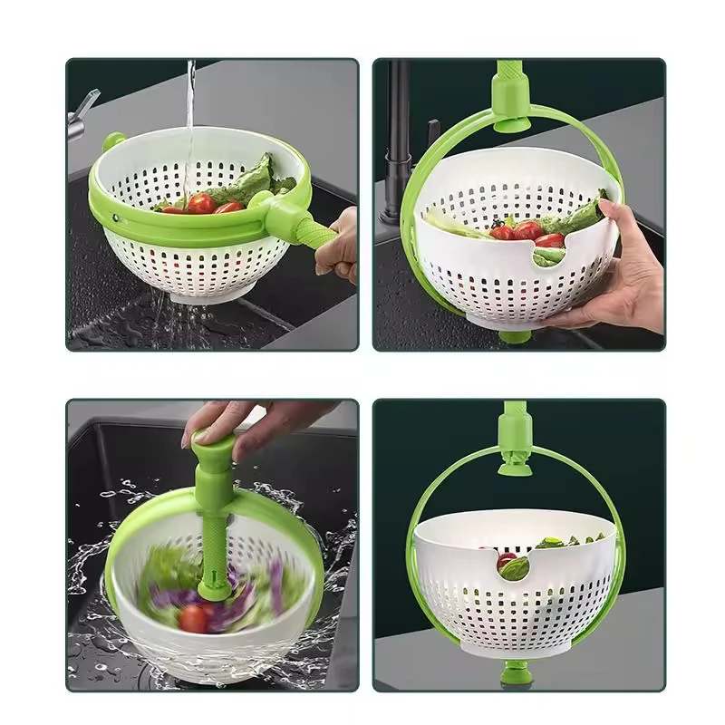 Hot Sale Rotate the Drain Basket Vegetable and Fruit Wash Dehydrating Home Rotating Drain Basket