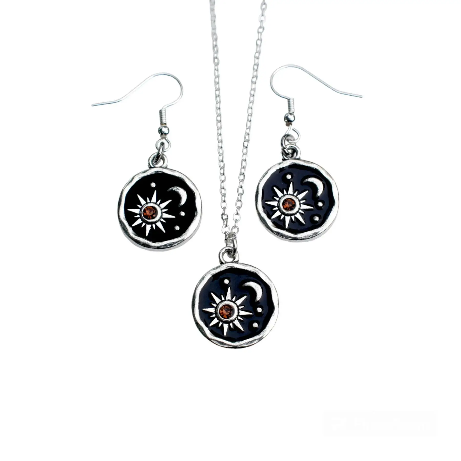 Retro cheap Summer earrings and necklace set female sun moon bohemian jewelry female jewelry set