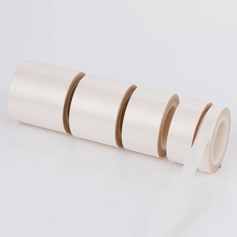 Single Sided PTFE coated fiberglass fabric adhesive tape brown adhesive thermal paper glass cloth high temperature teflons tape