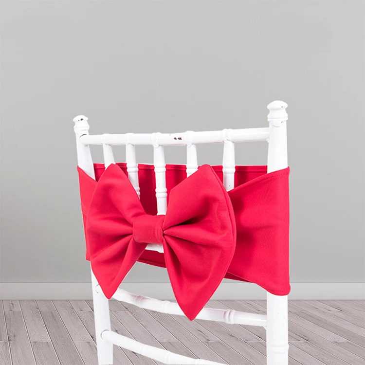 Custom Cheap White Pink Bow Chair Spandex Wedding Decoration Chair Bows for Wedding Events Banquet Chair