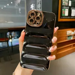 Puffer Case waterproof down jacket fabric shape down soft touch Mobile phone case for iphone 13 12 11 mini pro max