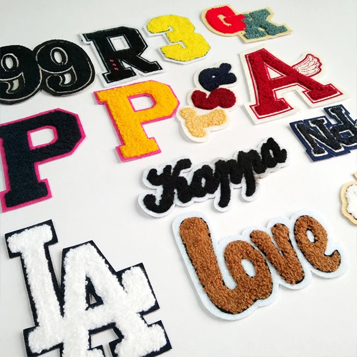 sew on embroidered badges number english alphabet letter chenille patches