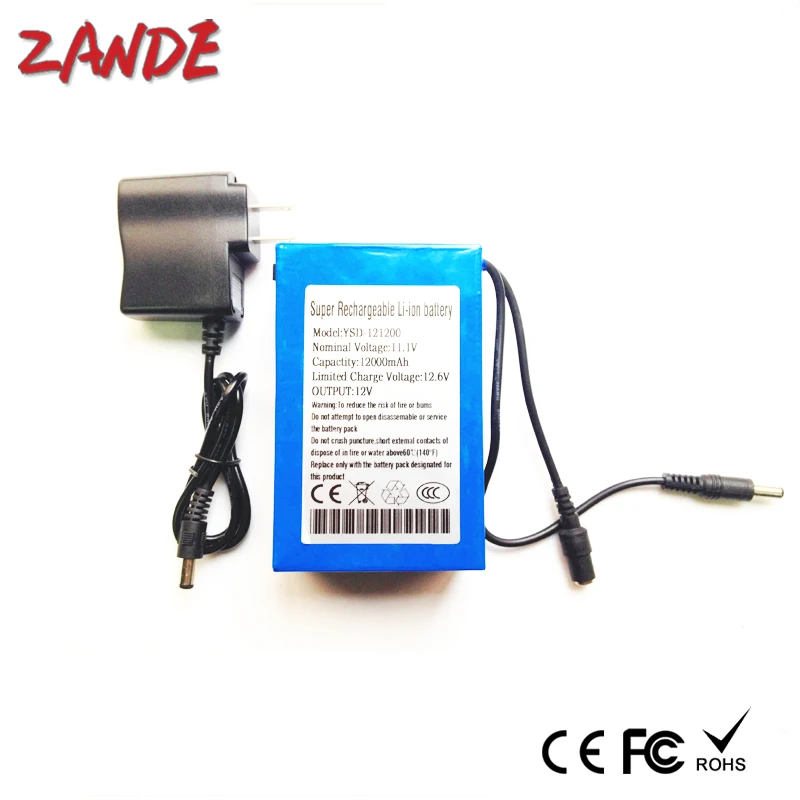 Super Rechargeable 12v 12Ah Blue Wrap Lithium Ion Battery Pack for Solar Power System LED Panel Light