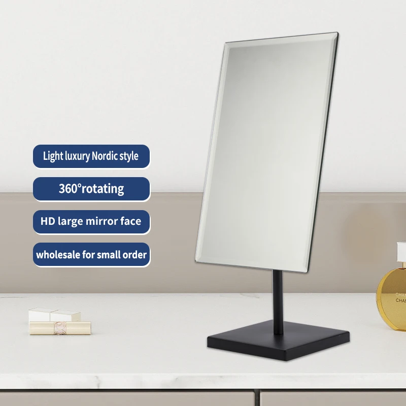 Manufacturer Desktop Standing Vanity Makeup Cosmetic Frameless Desktop Glass Black Mirror