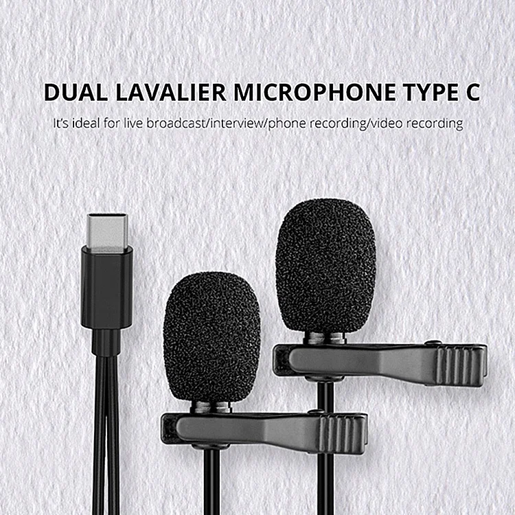 LT-Cam LM-20 Dual Lavalier Microphone cardioid polar Digital Clip-on Lapel Mic for smartphones DSLR cameras camcorders