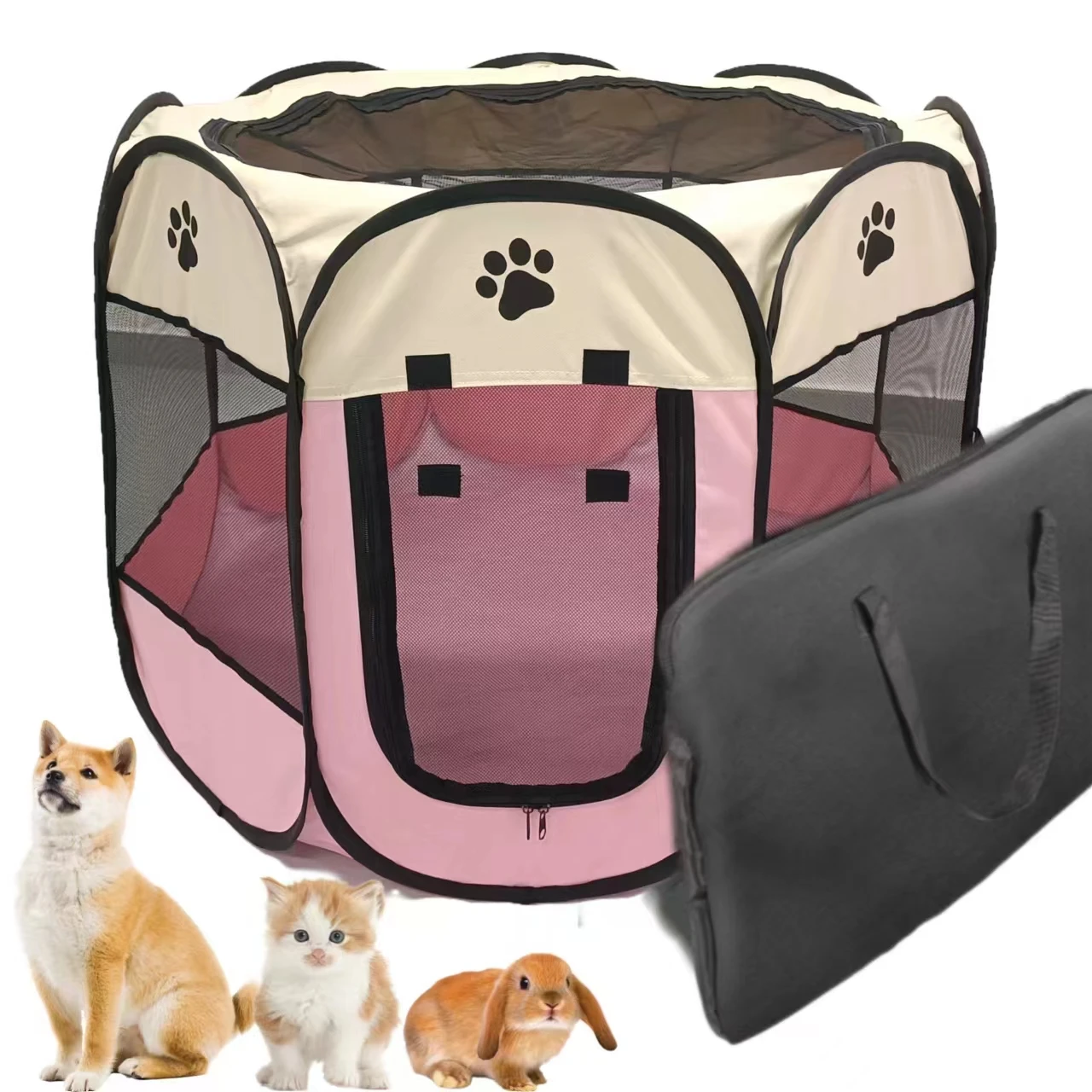Low price Portable Octagonal Folding Pet Tent Dog House Cage  travel cat tent dog fence dog crate outdoor drop cage pet playplen