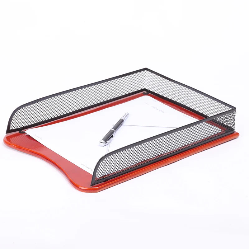 Black Metal Mesh Desktop Document Organizer with 8 Tiers Sections Inclined