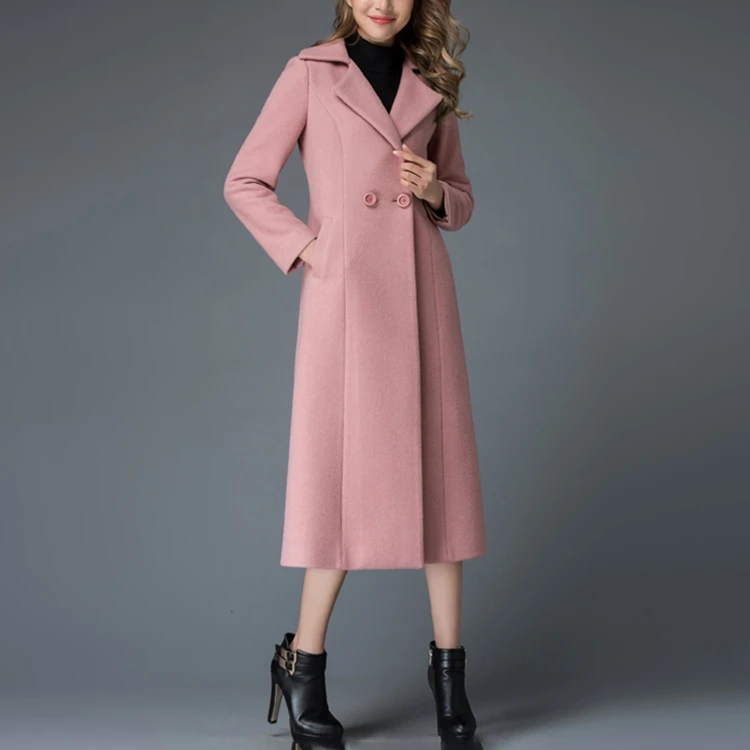 Slim Trench Coat Long ankle-length style Woolen coat for women