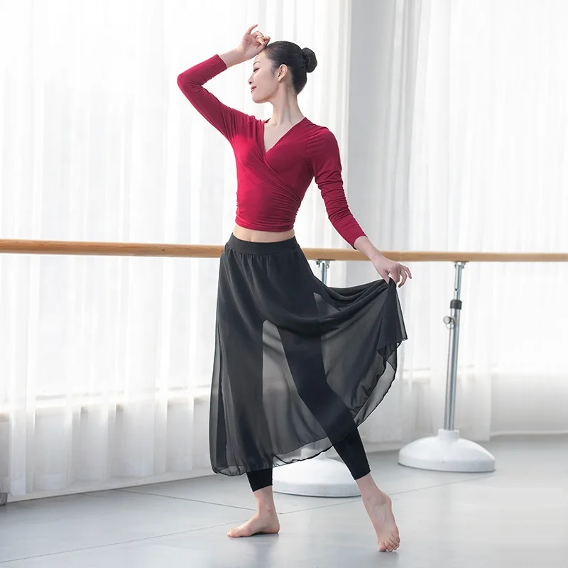 Adult Fitness Body Shape Ballet Skirts Modern Dance Long Classical Dance Gauze Skirt For Women