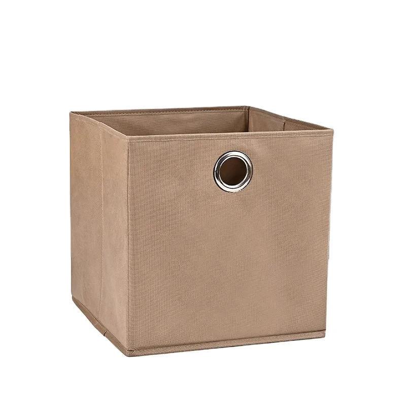 Foldable Non woven Fabric Storage Box Cubes Collapsible Cloth Baskets Open Storage Bins for Home Tidy  With Round Handles