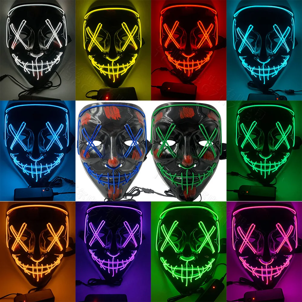 wholesale high quality led party mask ultra-realistic full face terrorist zombie mask witch halloween horror facial led mask