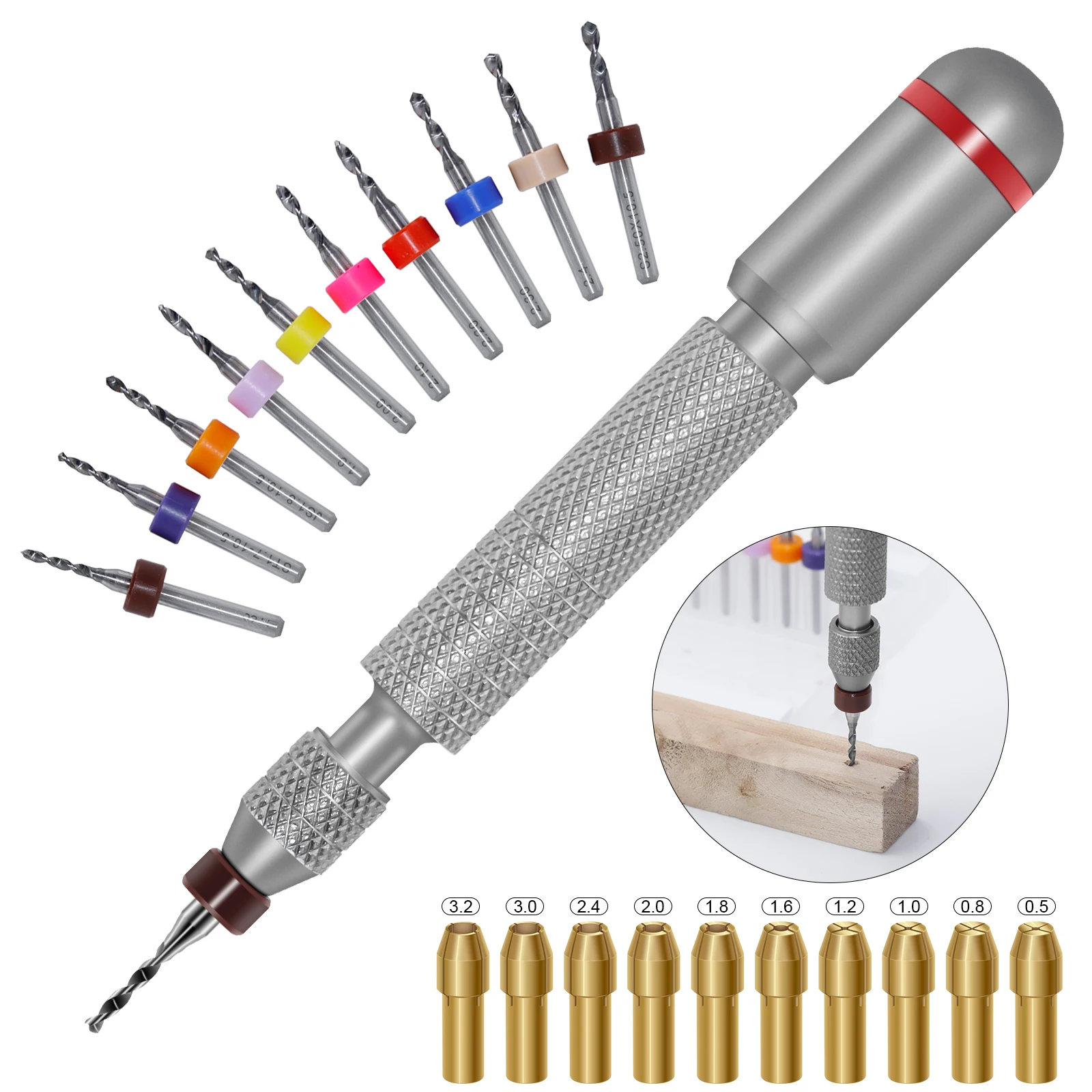 Multi functional manual modification drilling tool, mini portable drill bit, figurine, stationery, and drilling tool