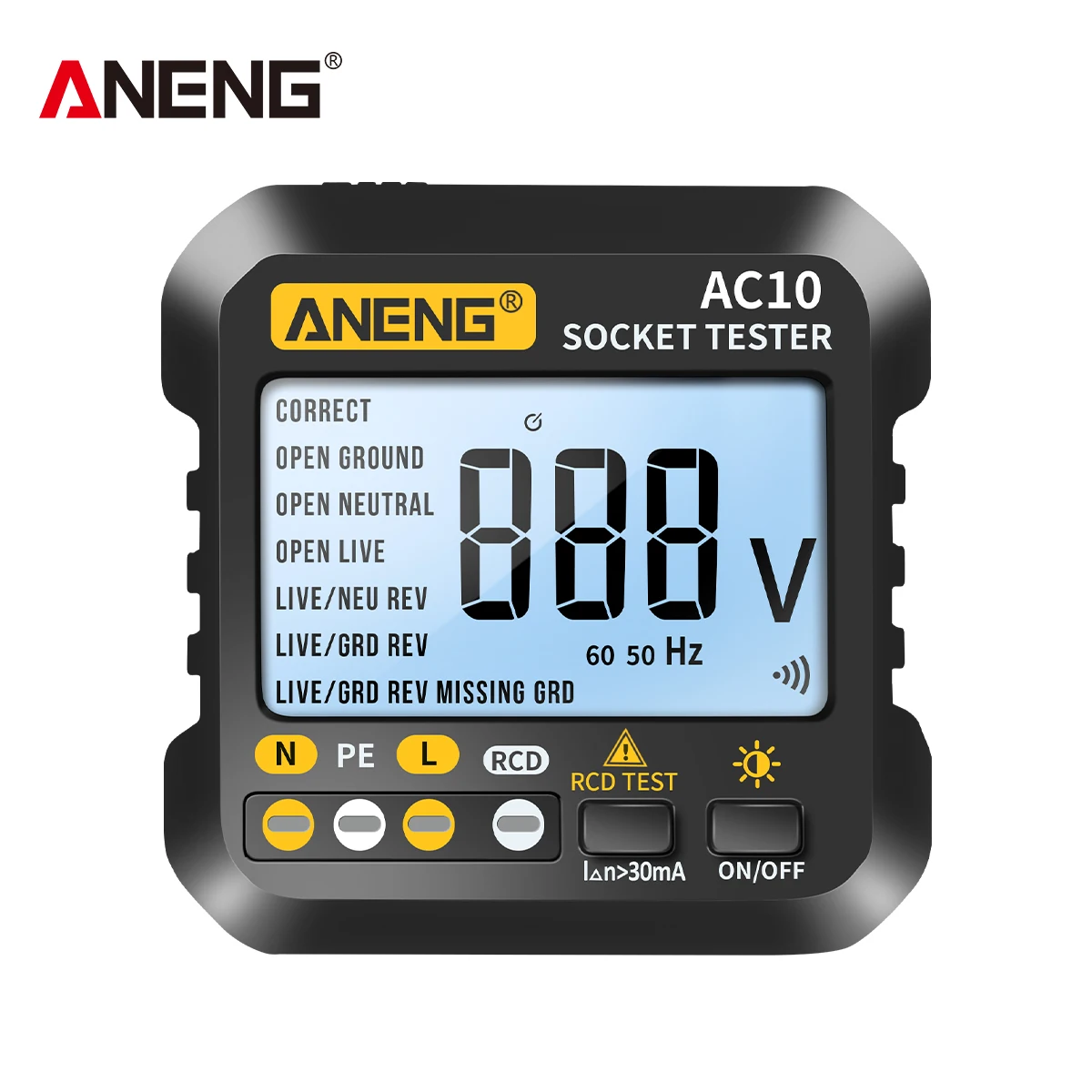 ANENG AC10 Socket Tester Plug Detector Zero Line Plug Polarity Phase Check Phase Detector US/EU Plug Multimeter Digital Tester