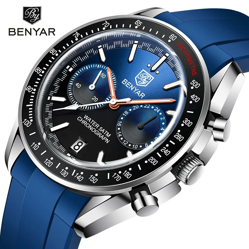 Relojes Hombre Original Benyar Watches 5194 Luxury Men Chronograph Watches Fashion Brand Quartz Watch For Men