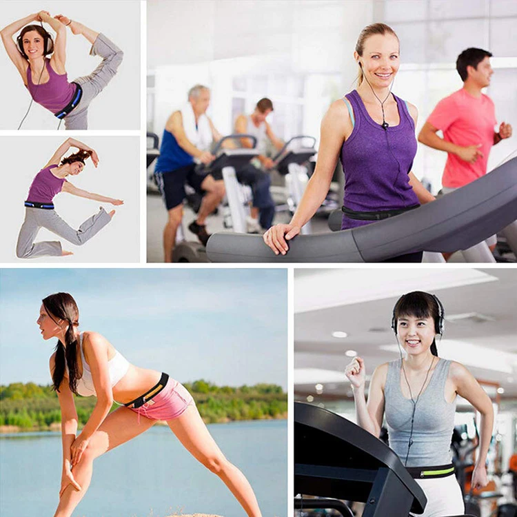 Running Accessories Hands-Free Waist Phone Belt With 2 Zipper Pocket Waterproof