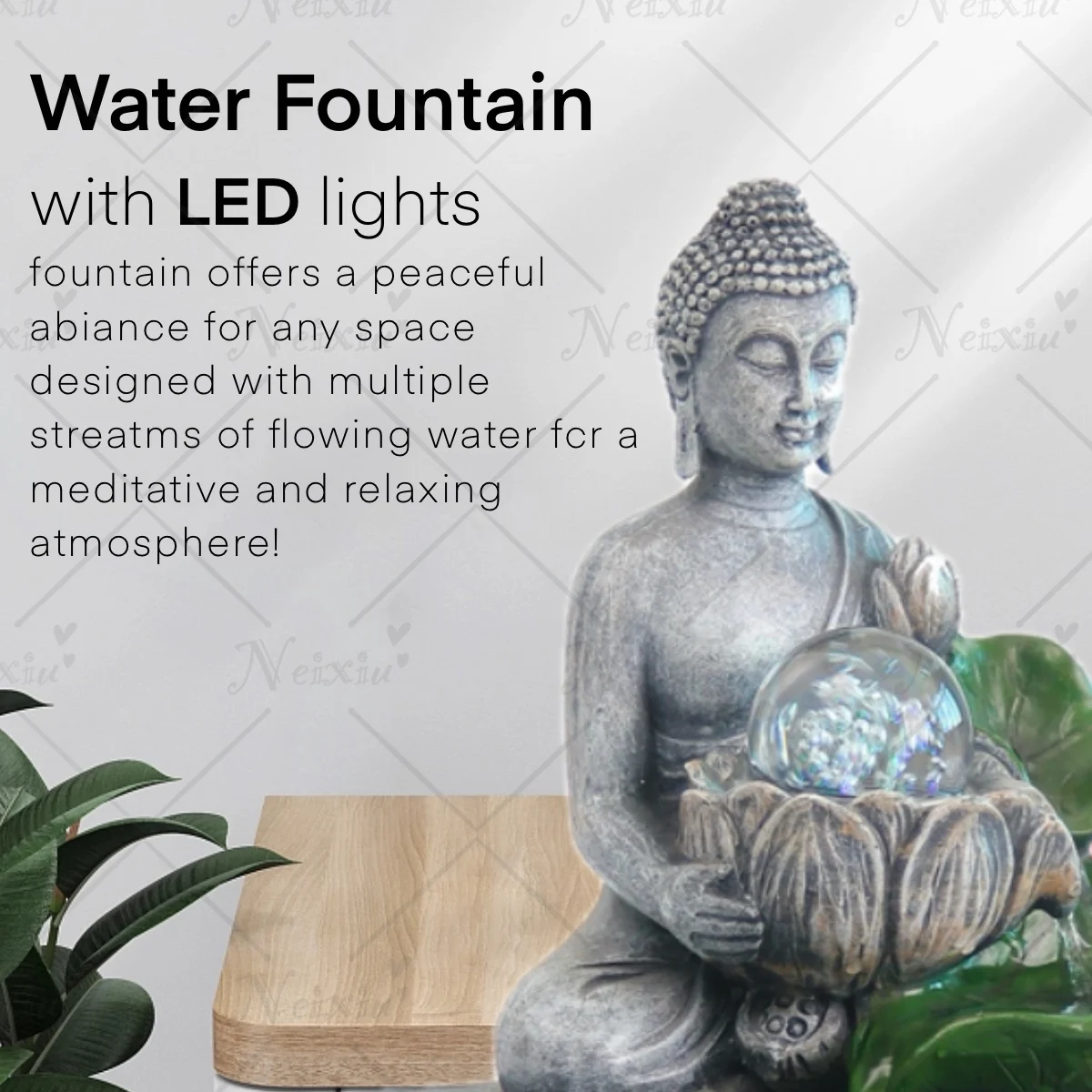 Religious Buddha Interior tabletop Decoration Water fountain Humidifier Meditation home decor