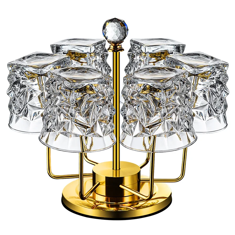 Customized Clear Diamond Shaped Crystal Whiskey glass Tumbler Old Fashioned Bourbon Glasses Wine Cup