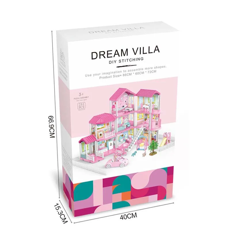 318 PCS Kid Playing House Set doll Villa Toy Set castle assembled House Assembly Toy  girls Doll House Toys