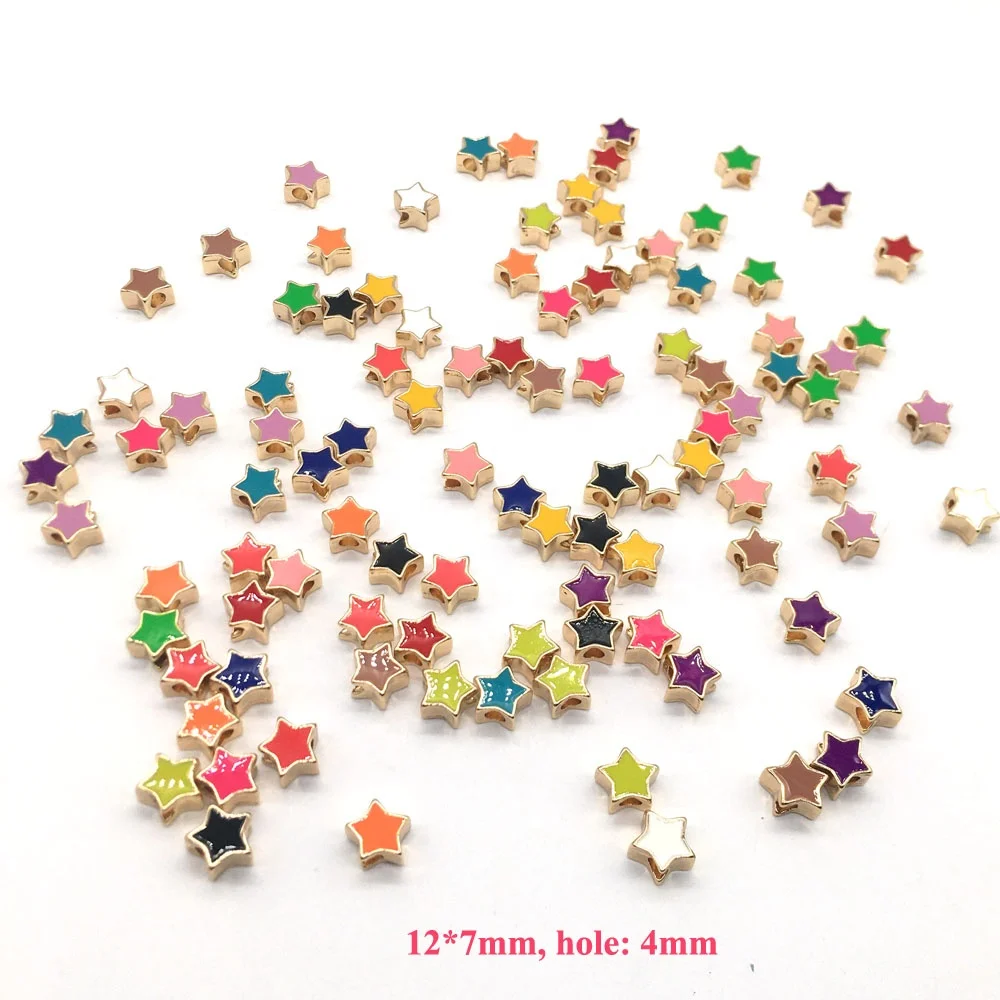 4mm big hole spacer flower butterfly bead charms for elastic hair band metal alloy enamel heart charm for bracelet making