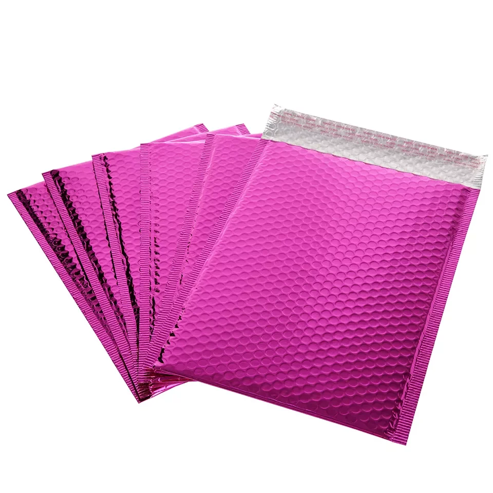 working home packing Plastic  Custom Matt Metallic colorful Frosted Bubble Mailer