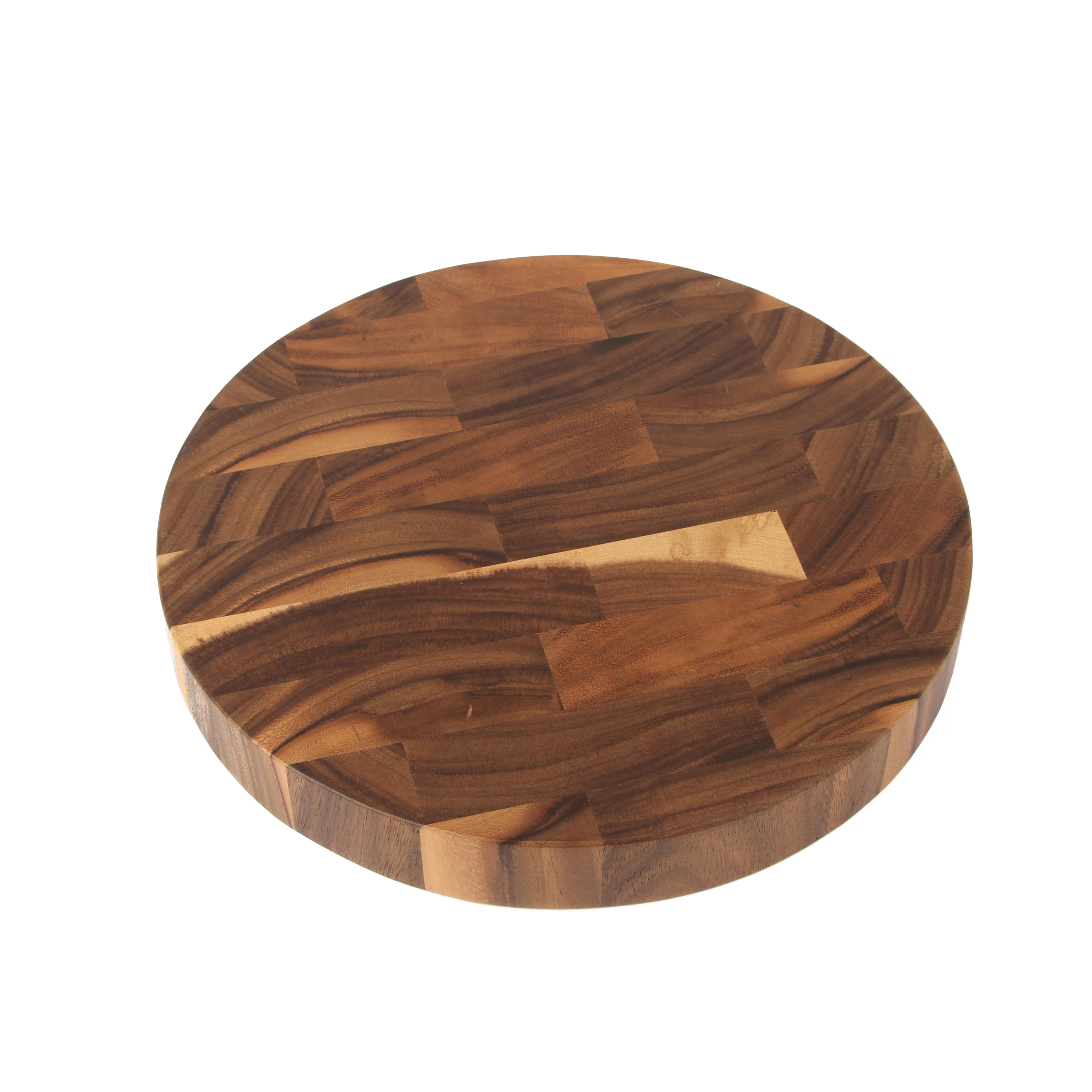 End Grain Butcher Block Round , Premium Acacia Wood Cutting Board , Chopping Board for Kitchen