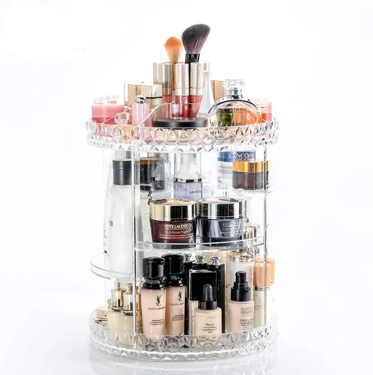 Hot sale 360 degree rotation cosmetic storage box acrylic cosmetic storage box
