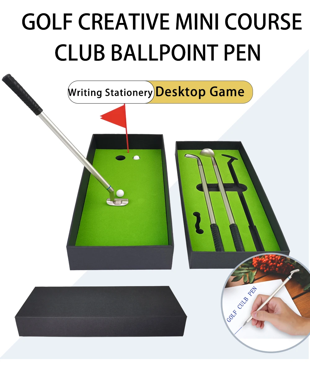 Mini Desktop Golf Gift Golf Ball Club Pen Box Set Game For Men Dad Boss Coworker Teen Boys