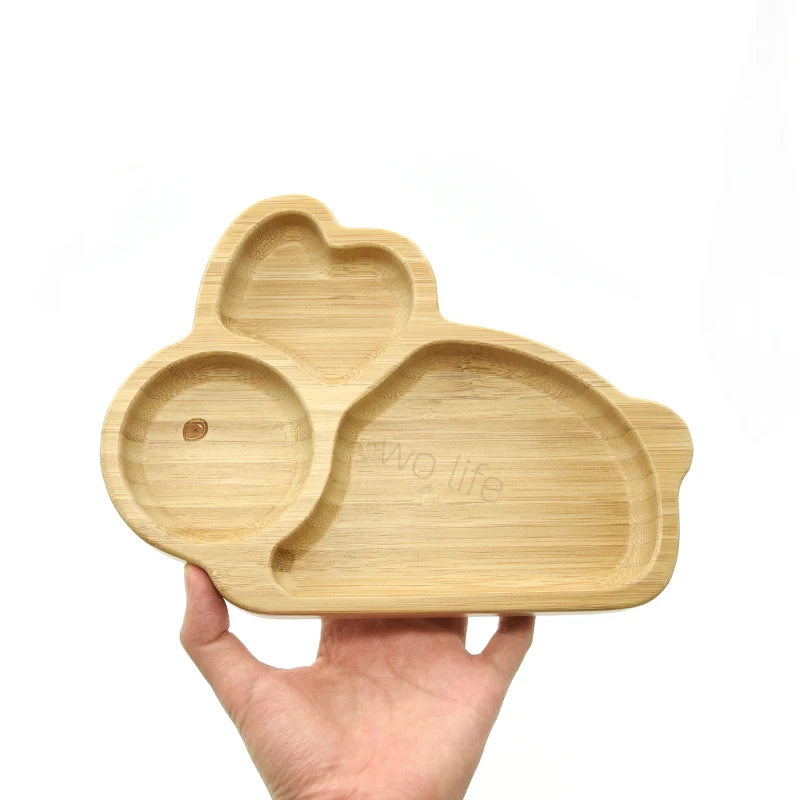 Children Rabbit Shape Plate Natural Bamboo Serving Tray Bamboo Salad Plate Baby Fruit Plate