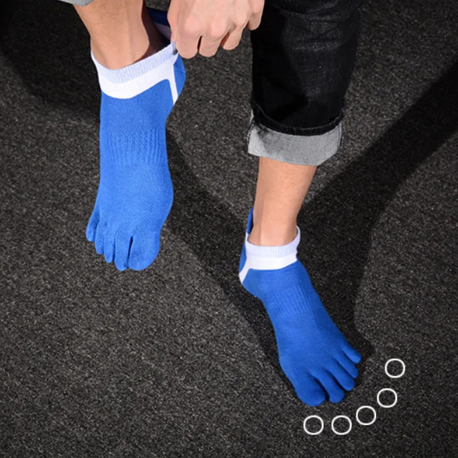 Men premium sports five finger socks cotton toe separator socks leisure breathable ankle solid colour sports toe socks