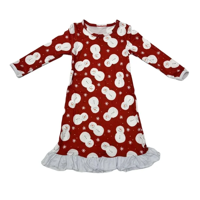 Qingli OEM RTS Детская Ночная рубашка на заказ для девочек милое рождественское платье с принтом большие размеры новый стиль осень-весна